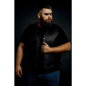 Mens Vance Leather Black Motorcycle Vest 3XL Snap Front Side Laces Lined